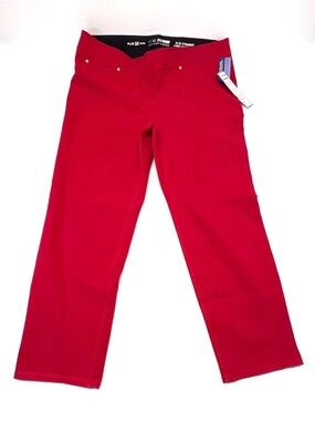 NWT Luxe Denim 360 Plus 3X Red Slim Straight Pants (Fits 5'4"-5'8")